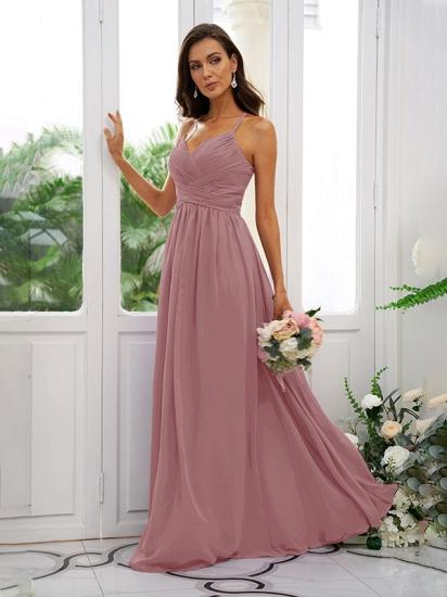 Lilac Chiffon V-Neck Spaghetti Straps Bridesmaid Dresses Simple_44