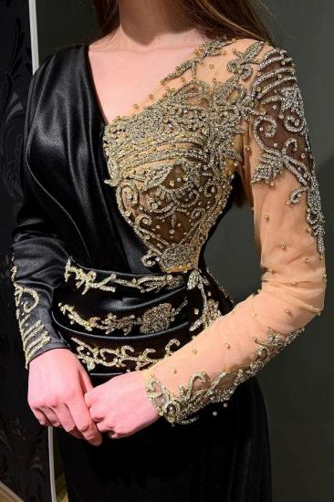 Black Long Elegant Mermaid Evening Gown | Ball Gown with Sleeves_2