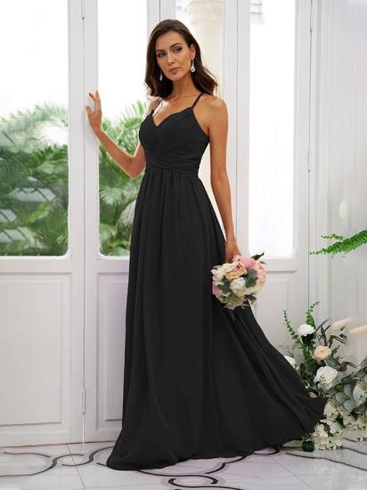 Lilac Chiffon V-Neck Spaghetti Straps Bridesmaid Dresses Simple_5
