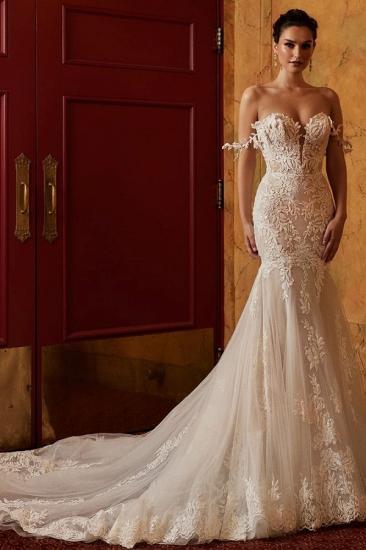 Gorgeous Off-Shoulder Floral Lace Wedding Dress | Mermaid Bridal Gown