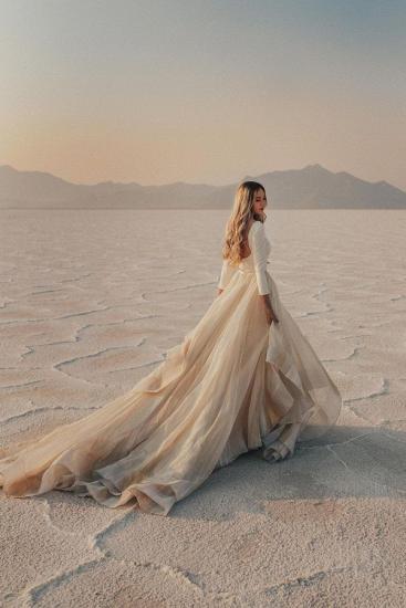 Designer A-Line Long Sleeve Ruffle Wedding Dress | Drag Belt Wedding Dress_7