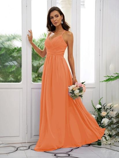 Lilac Chiffon V-Neck Spaghetti Straps Bridesmaid Dresses Simple_29
