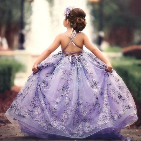 Lace A-line Strapless And Cross Thin Straps Flower Girl Dresses_3