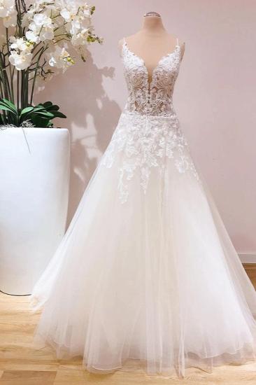 New A-line and floor lace sleeveless wedding dress with straps