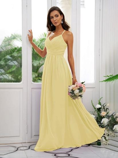 Lilac Chiffon V-Neck Spaghetti Straps Bridesmaid Dresses Simple_11