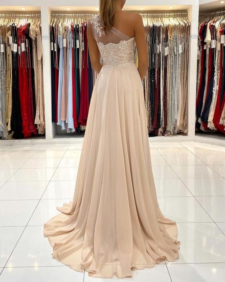 One Shoulder Sweetheart Slit Tulle Ball Gown_2