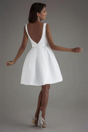 Satin Short/Mini Scoop Simple Cheap Wedding dresses_2