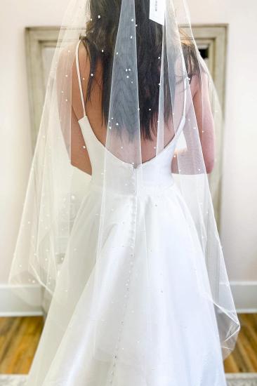 Sexy A-Line Spaghetti Strap Sweetheart Backless Wedding Dress | Satin Wedding Dress with Pockets_5