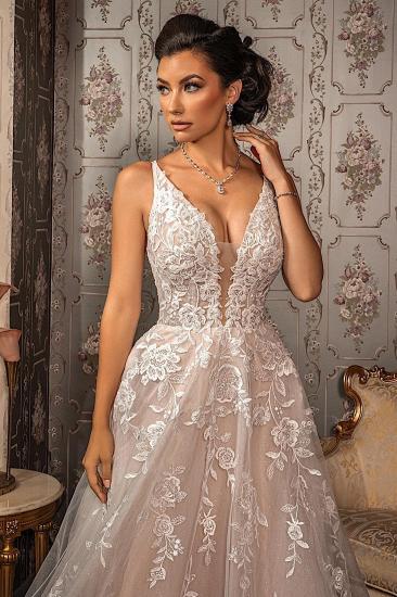 Beautiful Wedding Dress A-line V Neck Lace | Backless Wedding Dress_5
