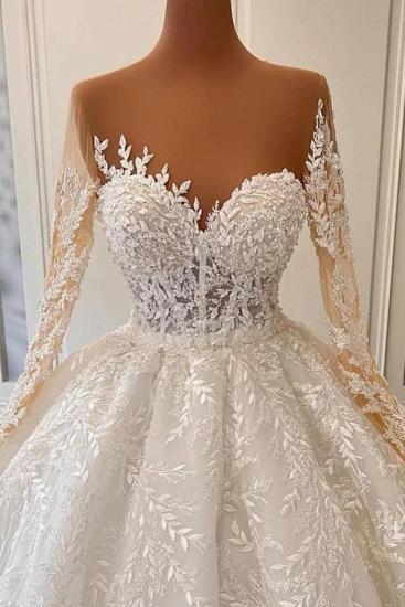 Luxury Long-sleeved Sweetheart Lace Ball Dress Wedding Dress_3