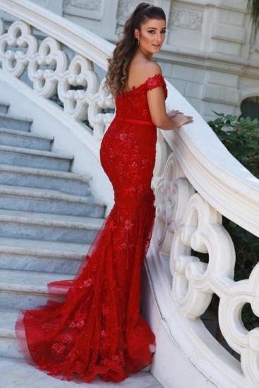 Elegant long red cardigan mermaid evening dress | Lace ball gown