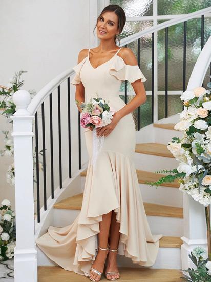 Cascading Ruffles Asymmetrical Mermaid Bridesmaid Dresses_2