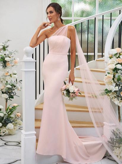 Elegant Simple Long Bridesmaid Dress Pink