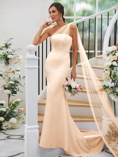 Elegant Simple Long Bridesmaid Dress Pink_14