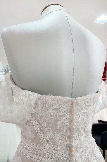Trendy Off-Shoulder Aline Lace Appliquéd Backless Bridal Gown_5