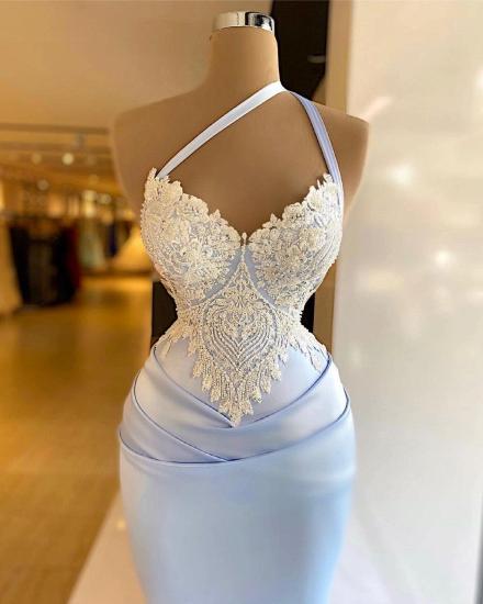 Luxe Satin Spaghetti Mermaid Floral Lace Ball Gown_2