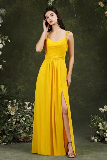 Simple Bridesmaid Dress With One Strap Yellow Chiffon Slit