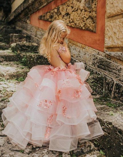 Lovely Layered Tulle Girl Dress With Short Sleeves With Flower Beauty | Little Girl Dress By Hand_2