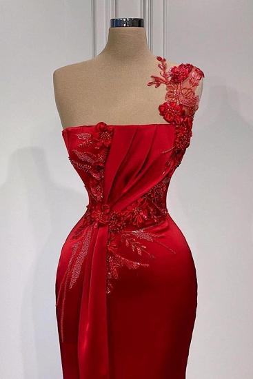 Gorgeous Red One Shoulder Long Mermaid Evening Gown | Glitter Satin Ball Gown_2