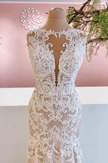 Elegant Crew Neck Illusion Mermaid Wedding Dress | Mermaid Lace Wedding Dress_3