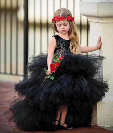 Sleeveless Sequined Black Gauze Girl Dress | Children Wedding Dress_5