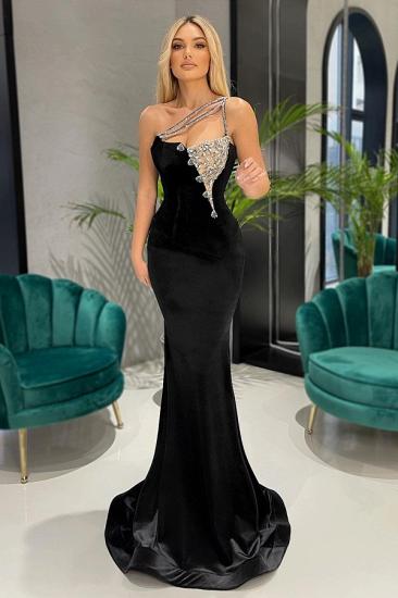 Satin One-Shoulder Floor-Length Mermaid Ball Gown with Beads
