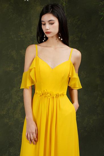 Bridesmaid Dress With Heart Collar Chiffon And Card Shoulder Yellow_8
