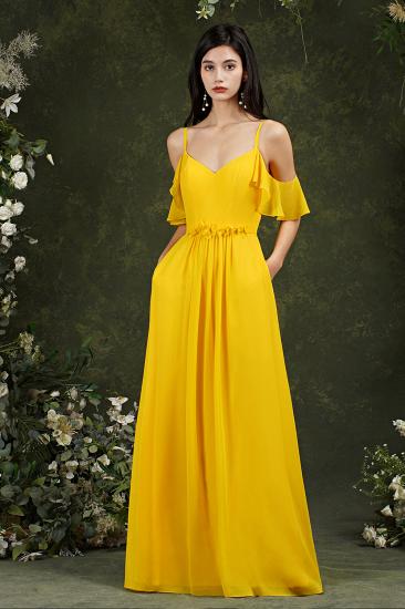 Bridesmaid Dress With Heart Collar Chiffon And Card Shoulder Yellow