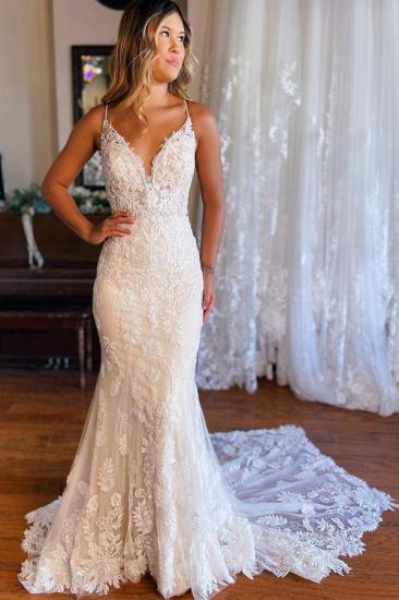 Lace V-Neck Backless Mermaid Wedding dresses