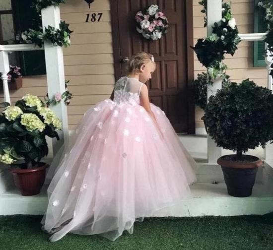 Lovely Fluffy Sleeveless Lace Applique | Gauze Girl Beauty Flower Girl Dress Dress