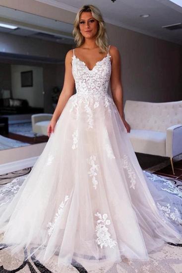 Lace Court Train A-line Simple Wedding dresses