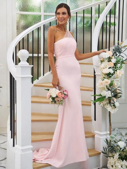 Elegant Simple Long Bridesmaid Dress Pink_2