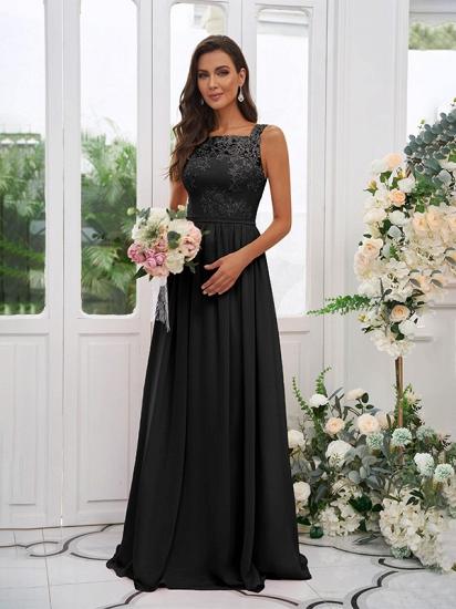 Chiffon Long Square Sleeveless Evening Dresses With Lace_6
