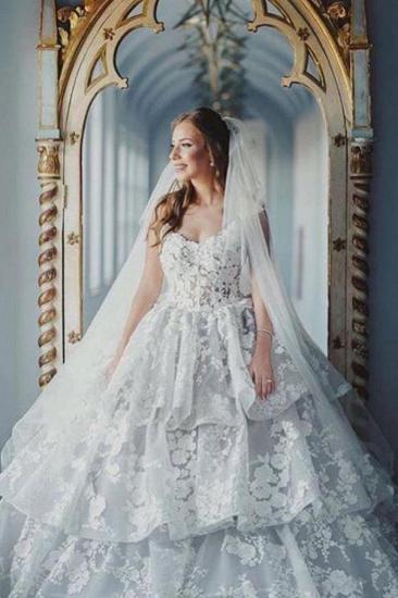 Gorgeous Sleeveless Sweetheart Lace Princess Wedding Dress