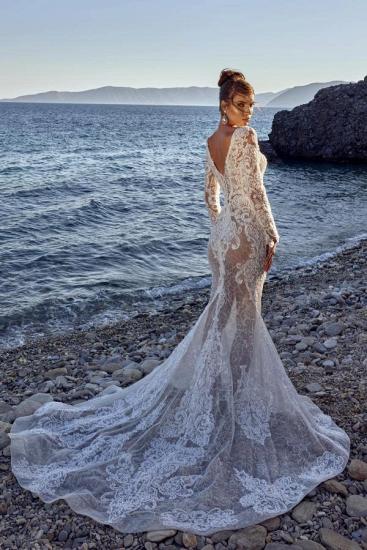 Elegant Lace Sweetheart Long Sleeves Mermaid Wedding dresses_2