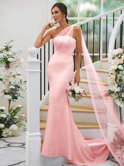 Elegant Simple Long Bridesmaid Dress Pink_7
