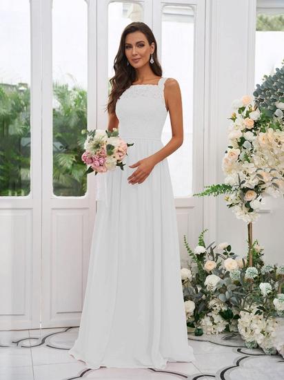 Chiffon Long Square Sleeveless Evening Dresses With Lace_24