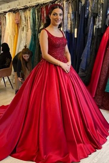 Princess  Red Satin  Wedding Dresses With Lace