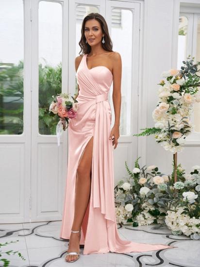 One Shoulder Sweetheart Sleeveless Side Slit Evening Dresses_24