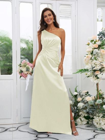 One Shoulder Dark Green Long Bridesmaid Dresses | Simple Bridesmaid Dress_13