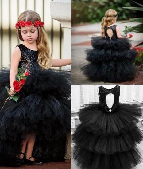 Sleeveless Sequined Black Gauze Girl Dress | Children Wedding Dress_3