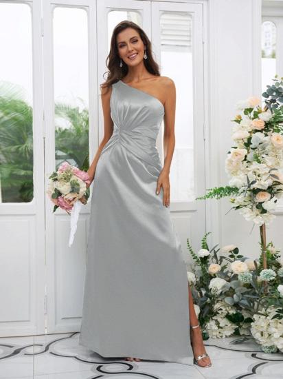 One Shoulder Dark Green Long Bridesmaid Dresses | Simple Bridesmaid Dress_25