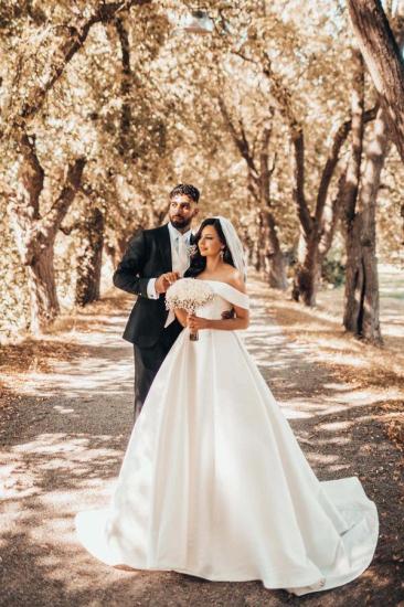 Simply Off Shoulder Satin A-Line Wedding Dress_2