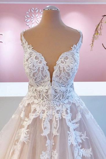 Designer V-Neck Ruffle Lace Wedding Dress | Wedding Dress A-Line_3