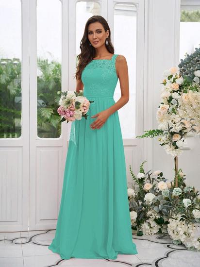 Chiffon Long Square Sleeveless Evening Dresses With Lace_21