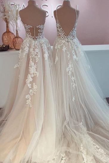 Elegant A-Line Lace Sleeveless Wedding Dress | Lace Wedding Dress_3