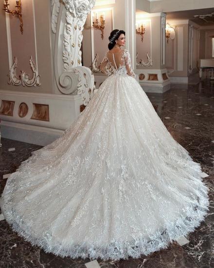 Luxurious Sweetheart Neck Long Sleeve Lace | Appliquéd A-Line Wedding Dress_3