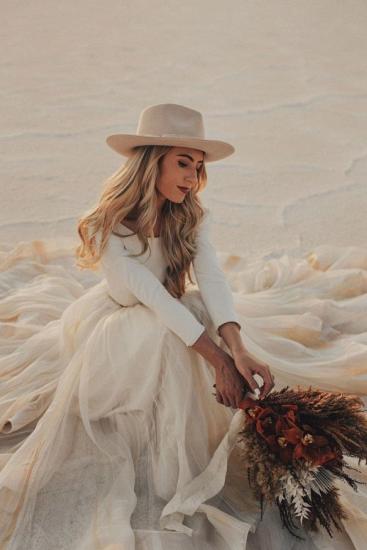 Designer A-Line Long Sleeve Ruffle Wedding Dress | Drag Belt Wedding Dress_4