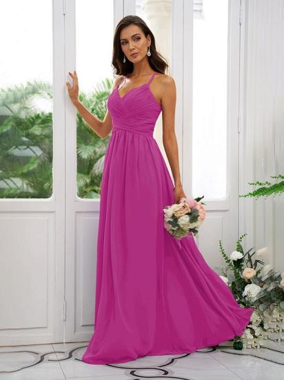 Lilac Chiffon V-Neck Spaghetti Straps Bridesmaid Dresses Simple_18