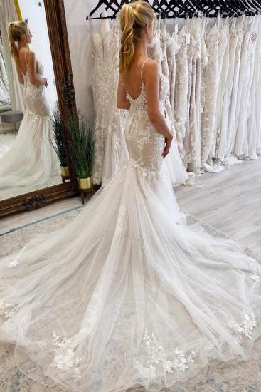 Lace V-Neck Mermaid Wedding dresses Elegant_2